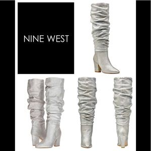 🆕🚺💟NINE WEST SILVER LEATHER BOOTS💟🚺🆕